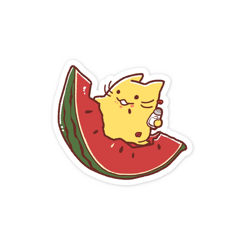 かっ飛びにゃんぷスマホステッカー【スイカ】