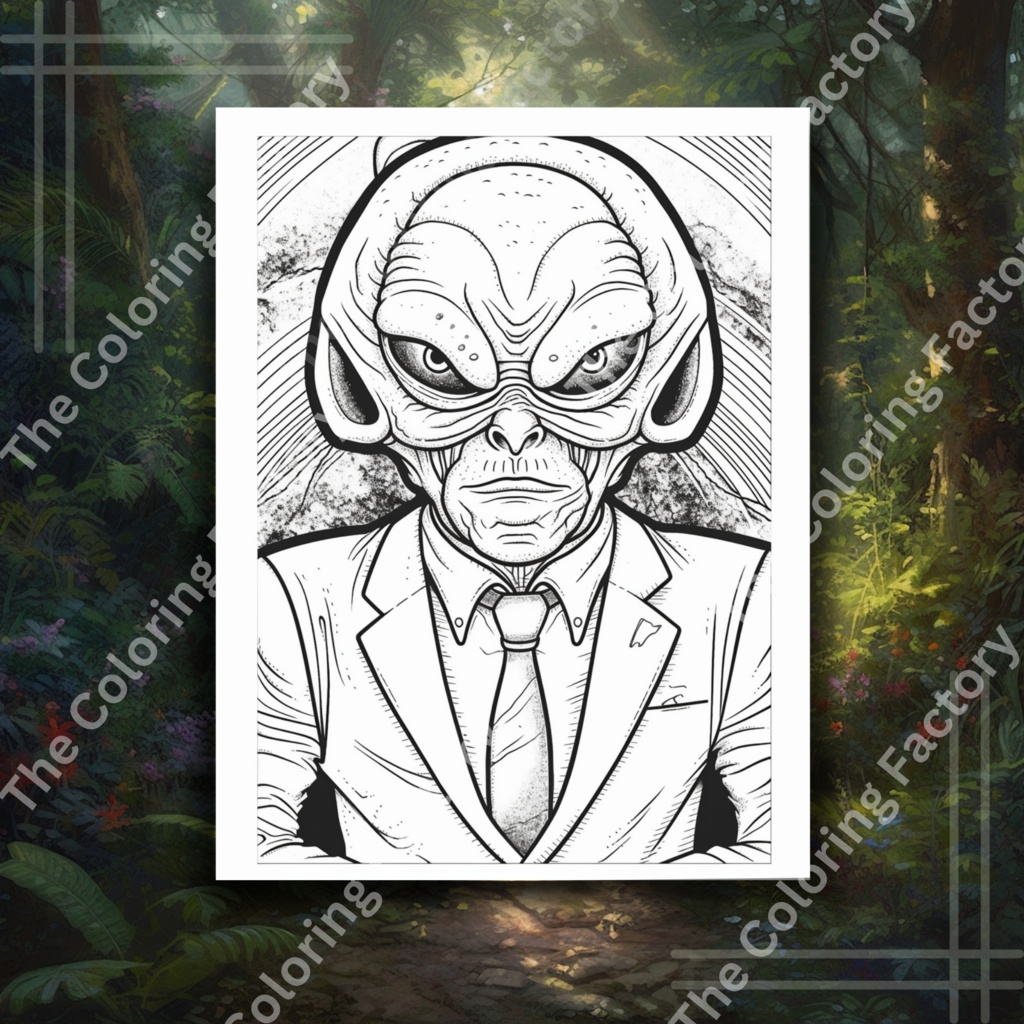 銀河エイリアンのボス 大人用ぬりえページ セット 2 | *インスタントダウンロード*