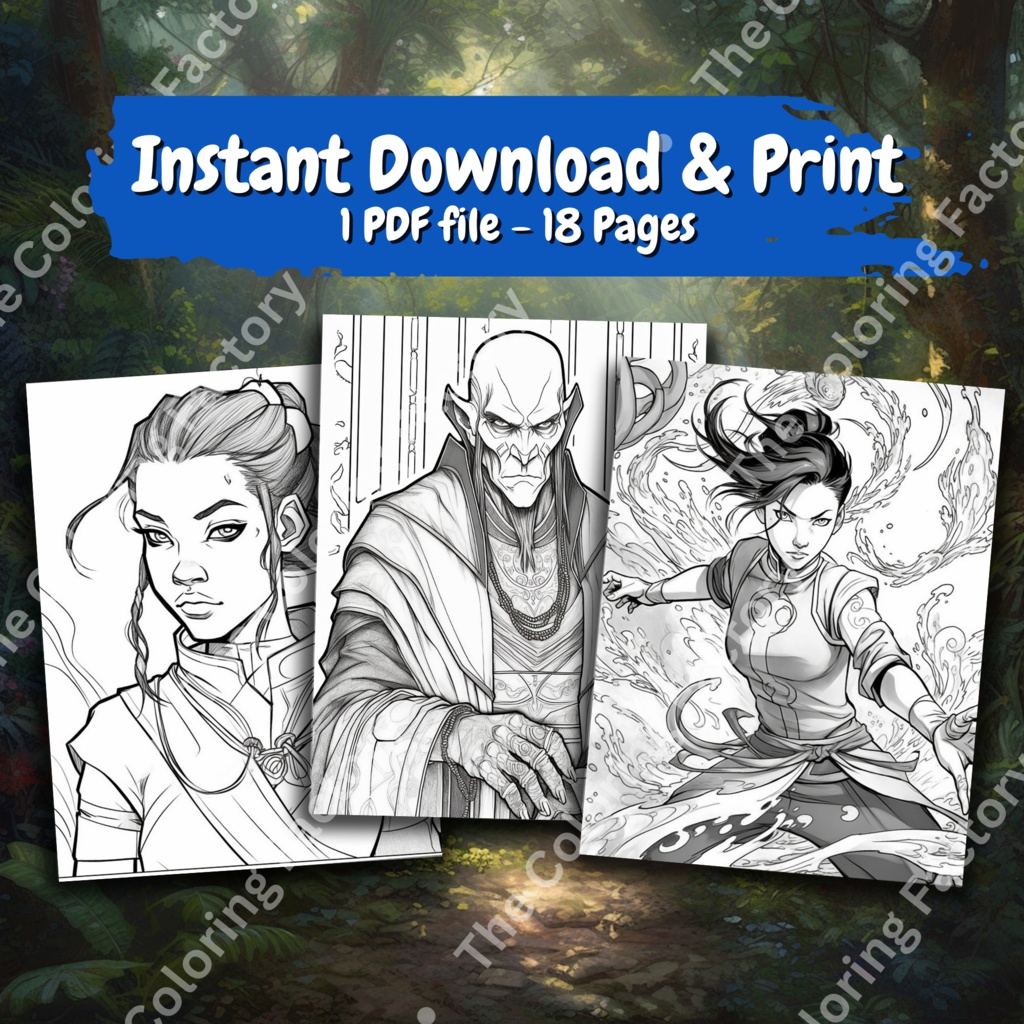 ファンタジー アドベンチャー: ファンタジー ページ付きのクリエイティブ ライン アートぬりえブック、リラクゼーションのための大人のぬりえブック (セット 1) | *インスタントダウンロード*