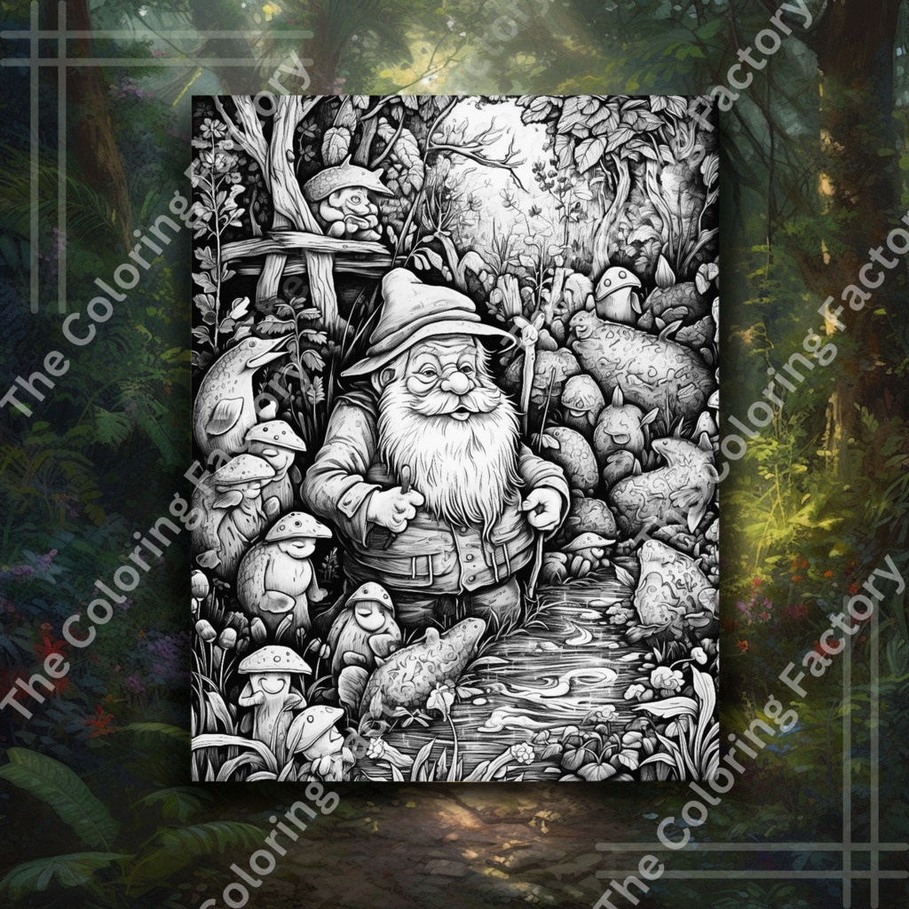 Evil Gnome Fun Adult Coloring Relaxation: 22 ページ (セット 1) | *インスタント PDF ダウンロード*