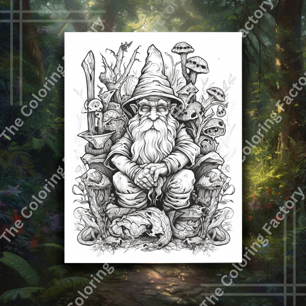Evil Gnome Fun Adult Coloring Relaxation: 22 ページ (セット 1) | *インスタント PDF ダウンロード*