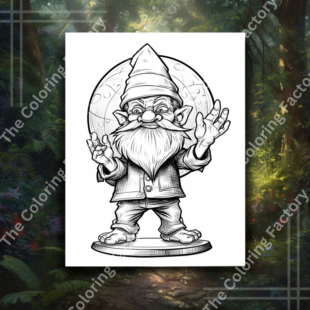 Evil Gnome クールな大人のぬりえページ: 22 ページ (セット 2) | *インスタント PDF ダウンロード*