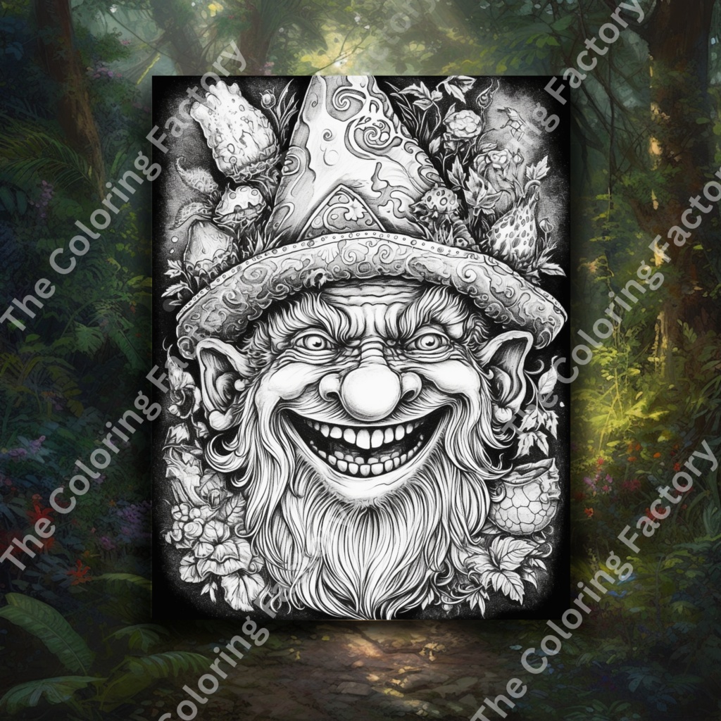 Evil Gnome クールな大人のぬりえページ: 22 ページ (セット 2) | *インスタント PDF ダウンロード*