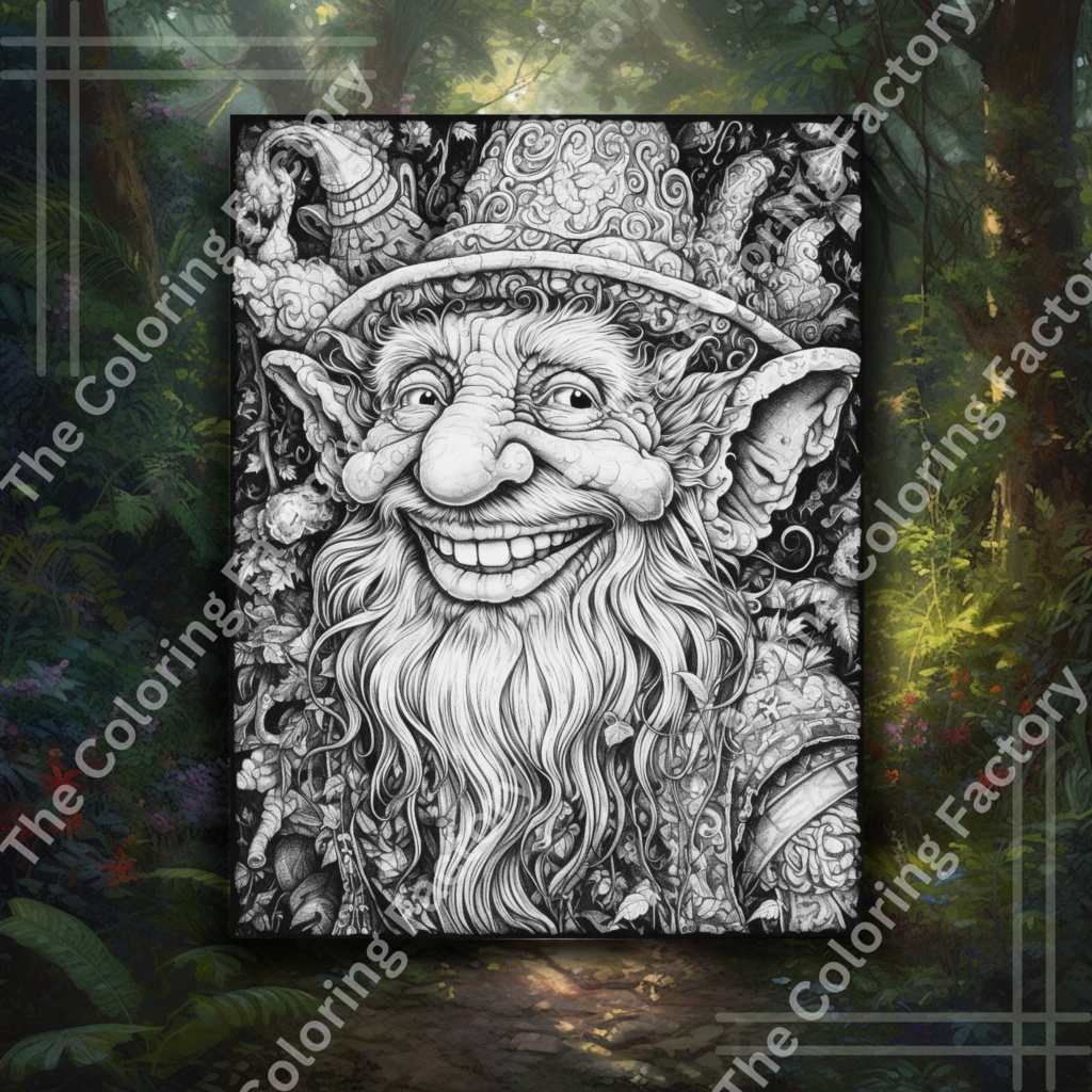 Evil Gnome クールな大人のぬりえページ: 22 ページ (セット 2) | *インスタント PDF ダウンロード*