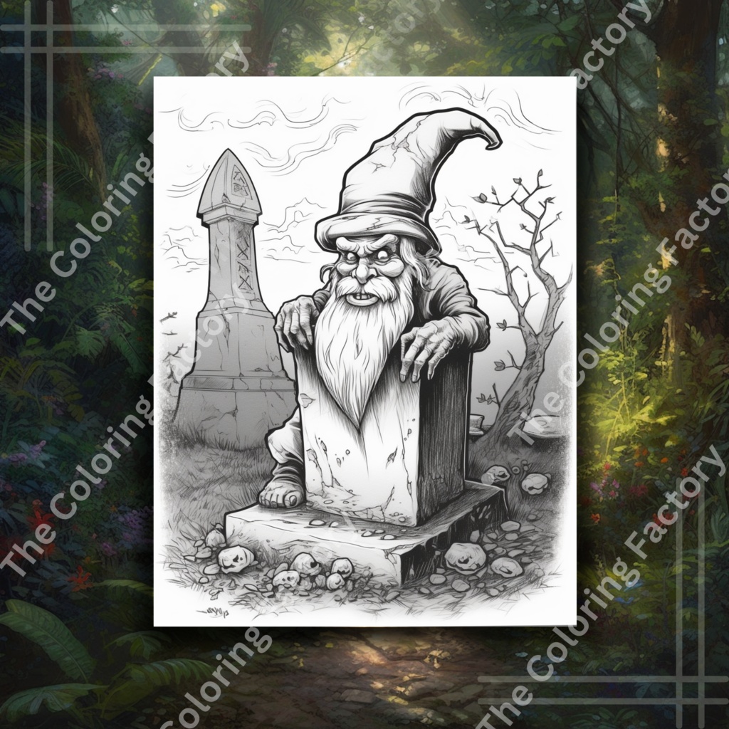 Evil Gnome クールな大人のぬりえページ: 22 ページ (セット 3) | *インスタント PDF ダウンロード*