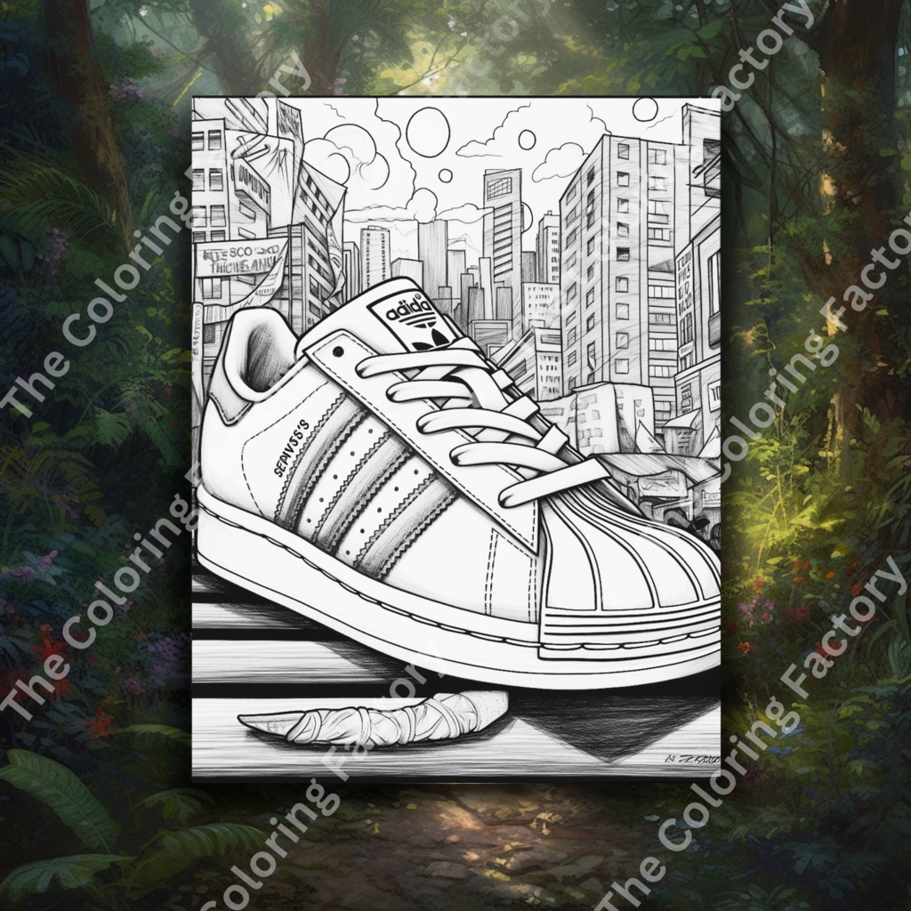 ヒップ 90 年代の靴 ストレス解消のための大人の楽しいぬりえ: 15 ページ |インスタントダウンロード