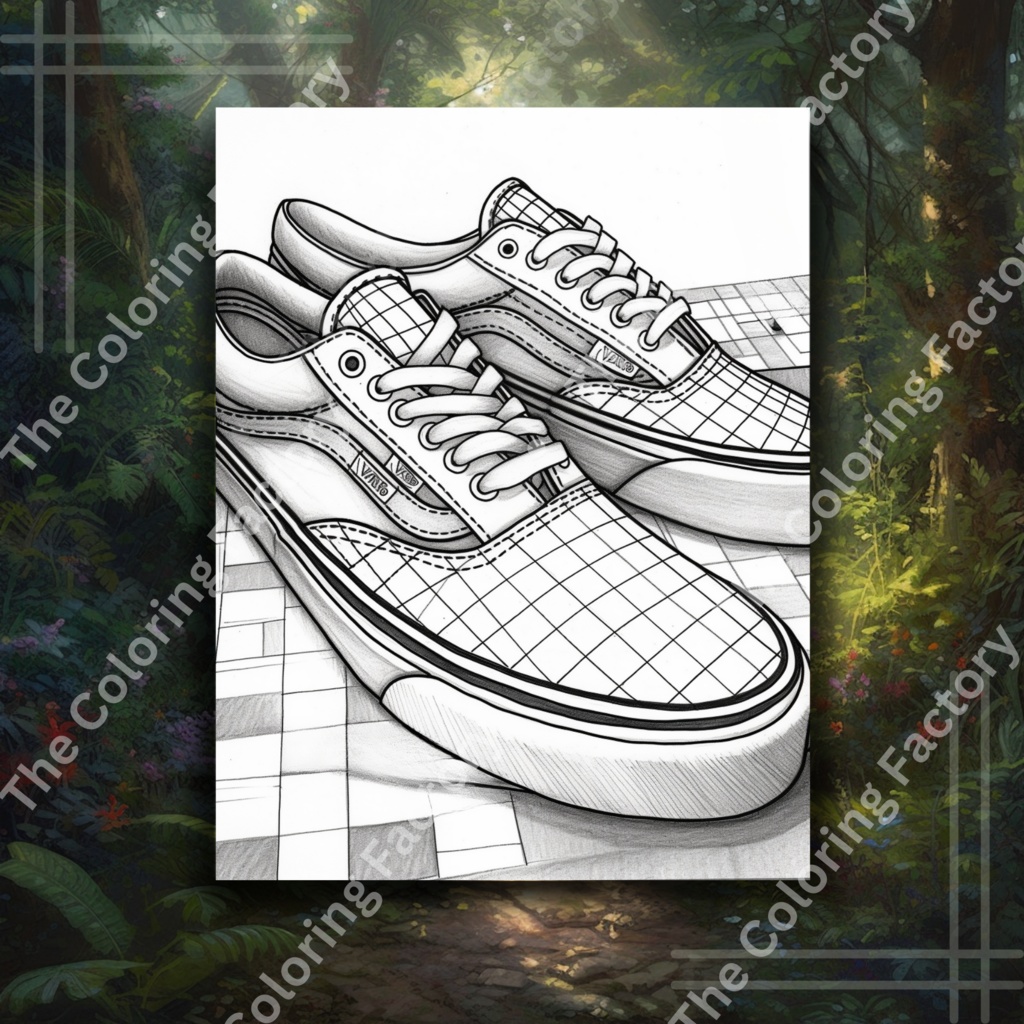 ヒップ 90 年代の靴 ストレス解消のための大人の楽しいぬりえ: 15 ページ |インスタントダウンロード