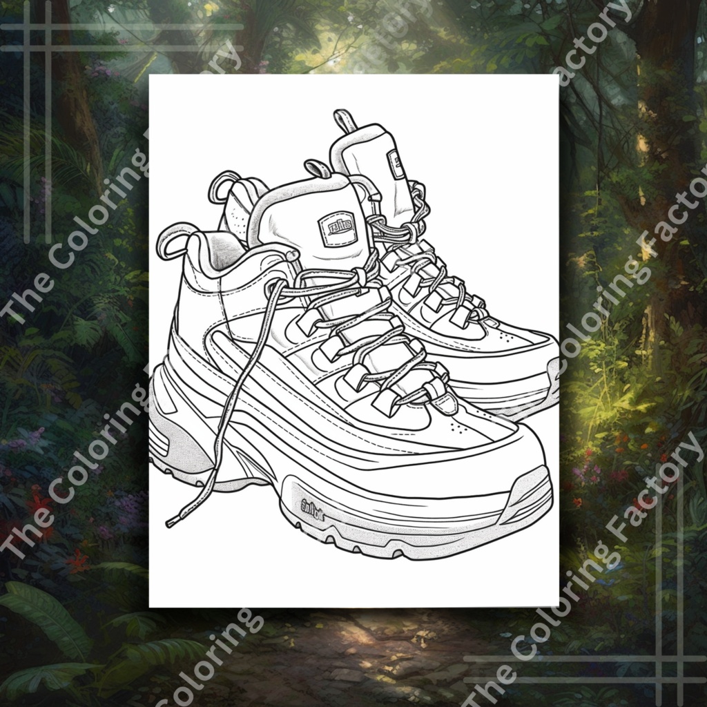 ヒップ 90 年代の靴 ストレス解消のための大人の楽しいぬりえ: 15 ページ |インスタントダウンロード