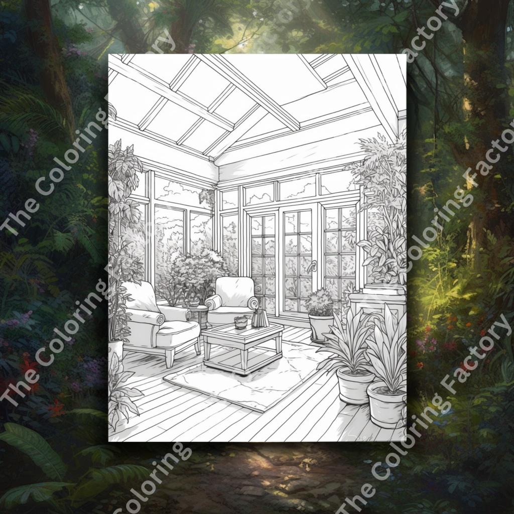 豪華なインテリア デザイン大人のぬりえ: 22 ページ |インスタントダウンロード