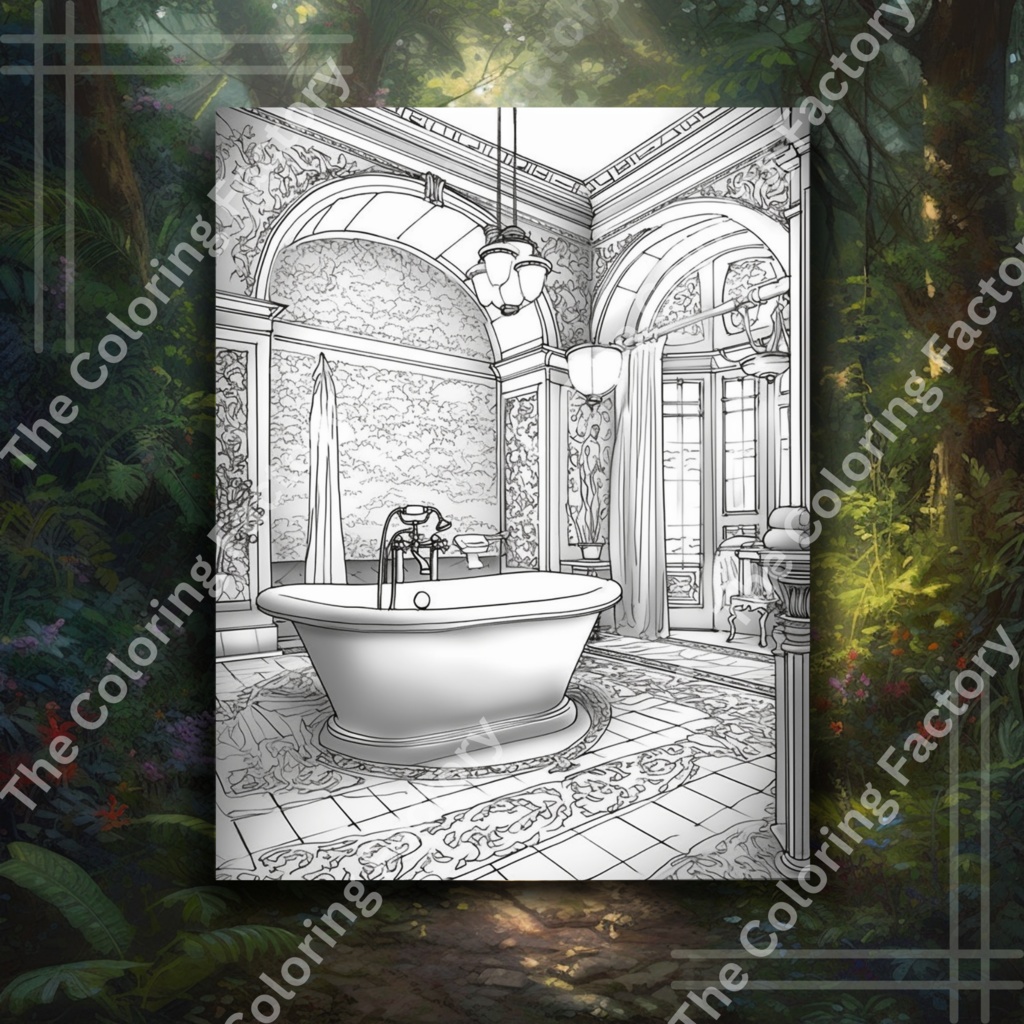 豪華なインテリア デザイン大人のぬりえ: 22 ページ |インスタントダウンロード