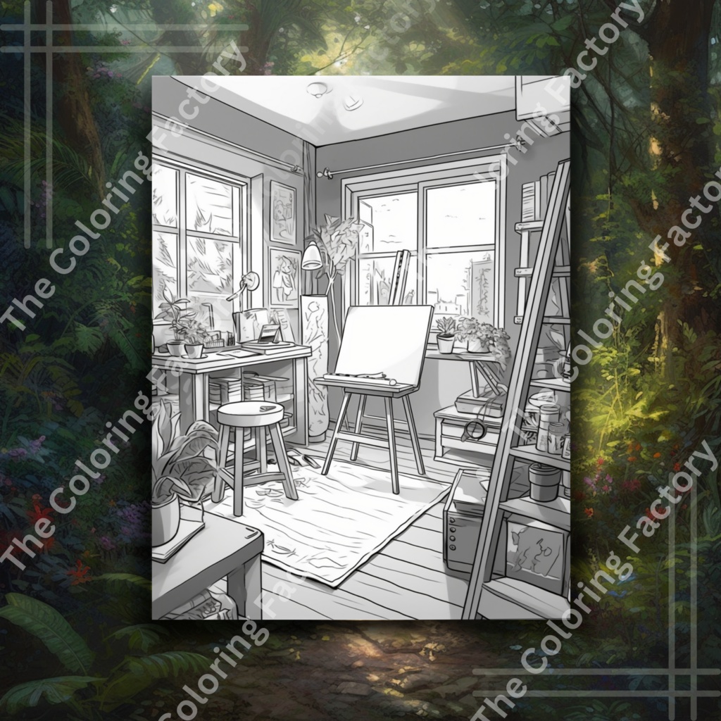 豪華なインテリア デザイン大人のぬりえ: 22 ページ |インスタントダウンロード