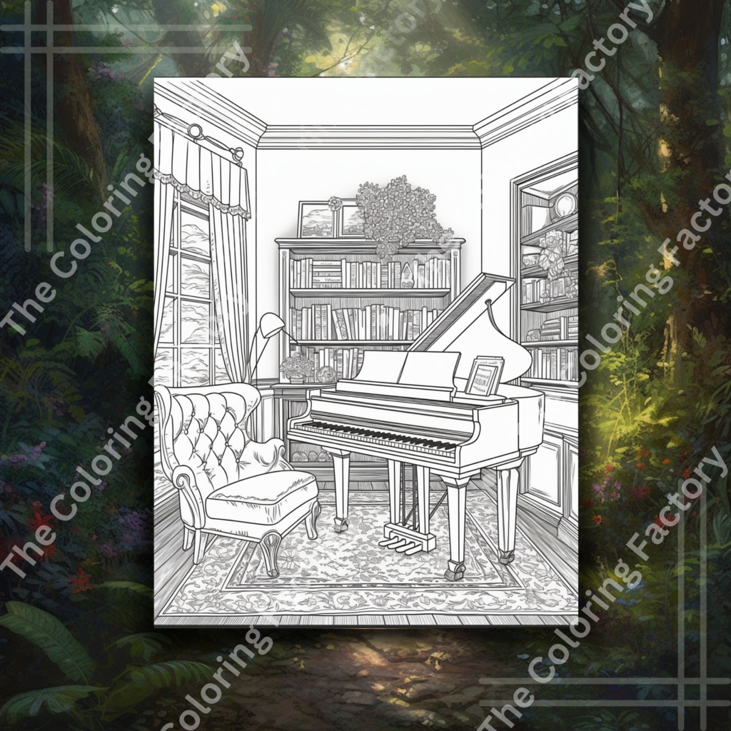 豪華なインテリア デザイン大人のぬりえ: 22 ページ |インスタントダウンロード