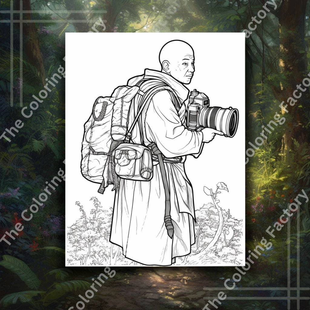 普通の旅僧大人のぬりえページ: 25 ページ |インスタントダウンロード