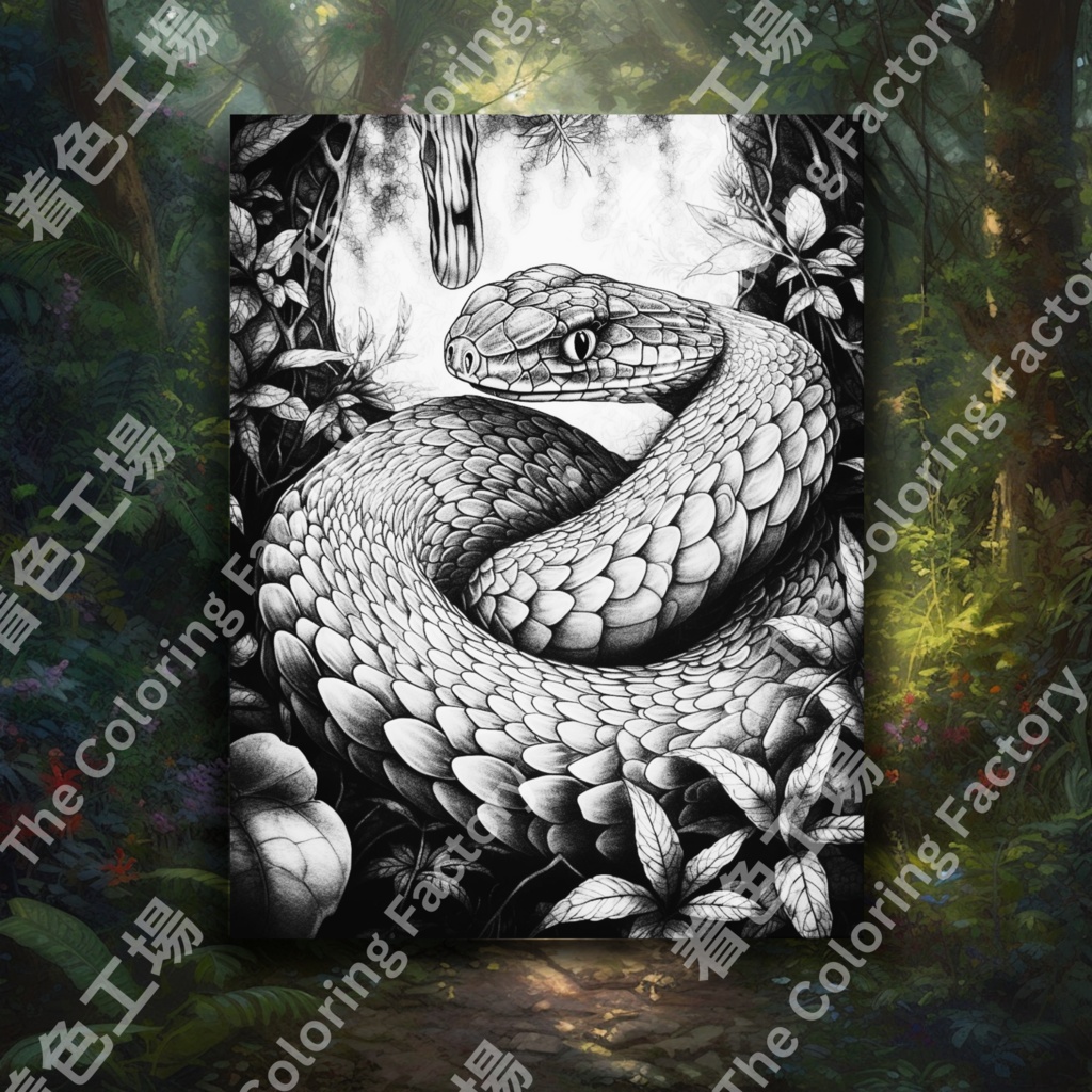 爬虫類のぬりえページ、成人療法用のライン アート |印刷可能な塗り絵 |印刷可能なデジタル セット 2