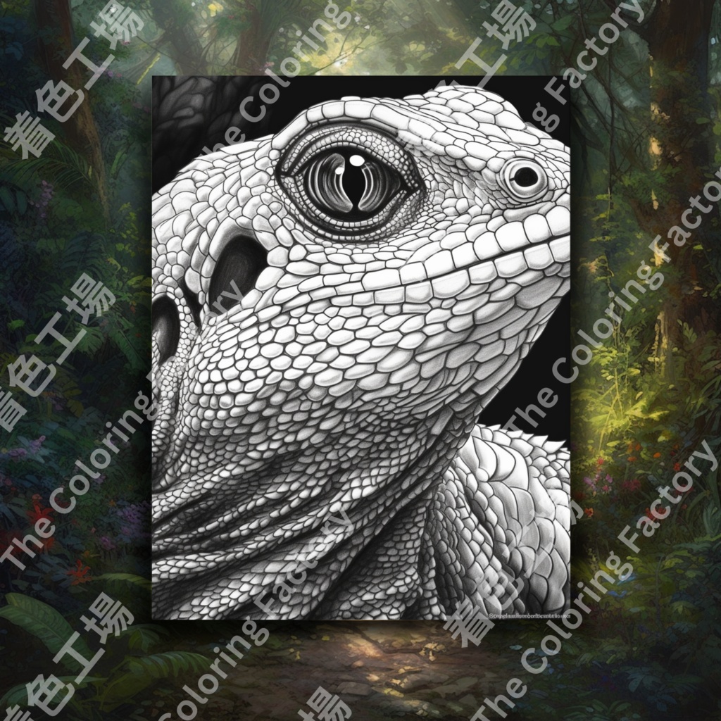 爬虫類のぬりえページ、成人療法用のライン アート |印刷可能な塗り絵 |印刷可能なデジタル セット 2