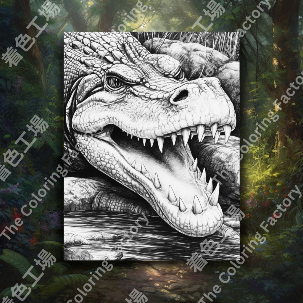 爬虫類のぬりえページ、成人療法用のライン アート |印刷可能な塗り絵 |印刷可能なデジタル セット 2