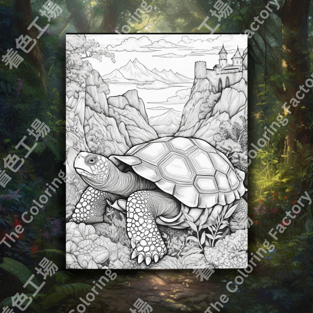 爬虫類のぬりえページ、成人療法用のライン アート |印刷可能な塗り絵 |印刷可能なデジタル セット 1