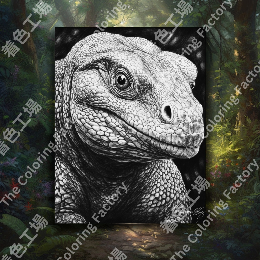 爬虫類のぬりえページ、成人療法用のライン アート |印刷可能な塗り絵 |印刷可能なデジタル セット 1