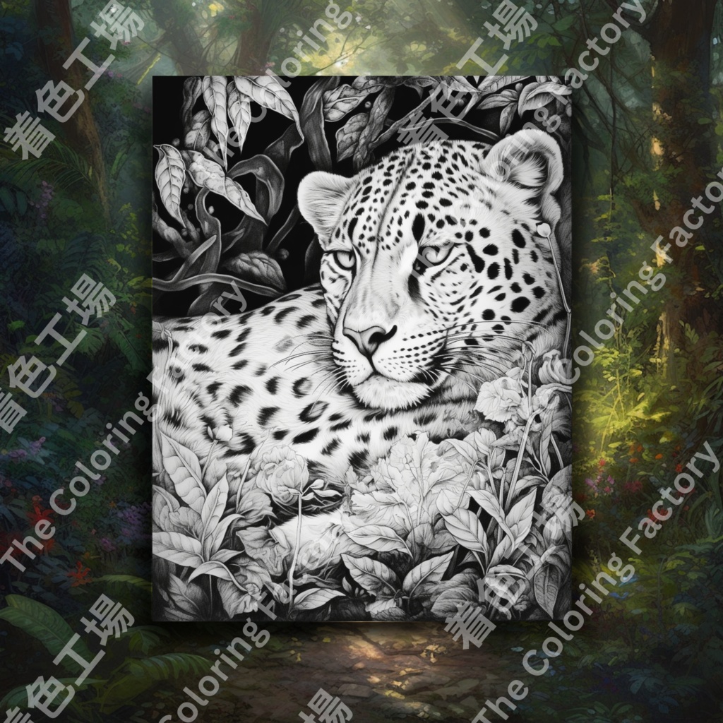 大人のためのチーターのぬりえページ、楽しいデジタル即時ダウンロード セット 1