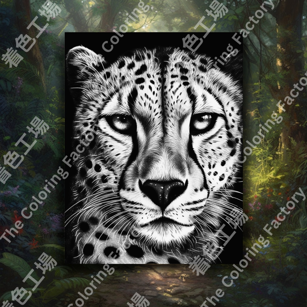 大人のためのチーターのぬりえページ、楽しいデジタル即時ダウンロード セット 1