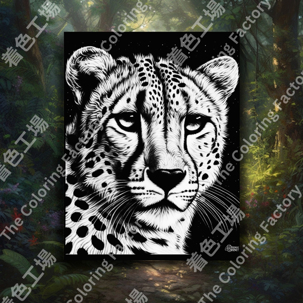 大人のためのチーターのぬりえページ、楽しいデジタル即時ダウンロード セット 1