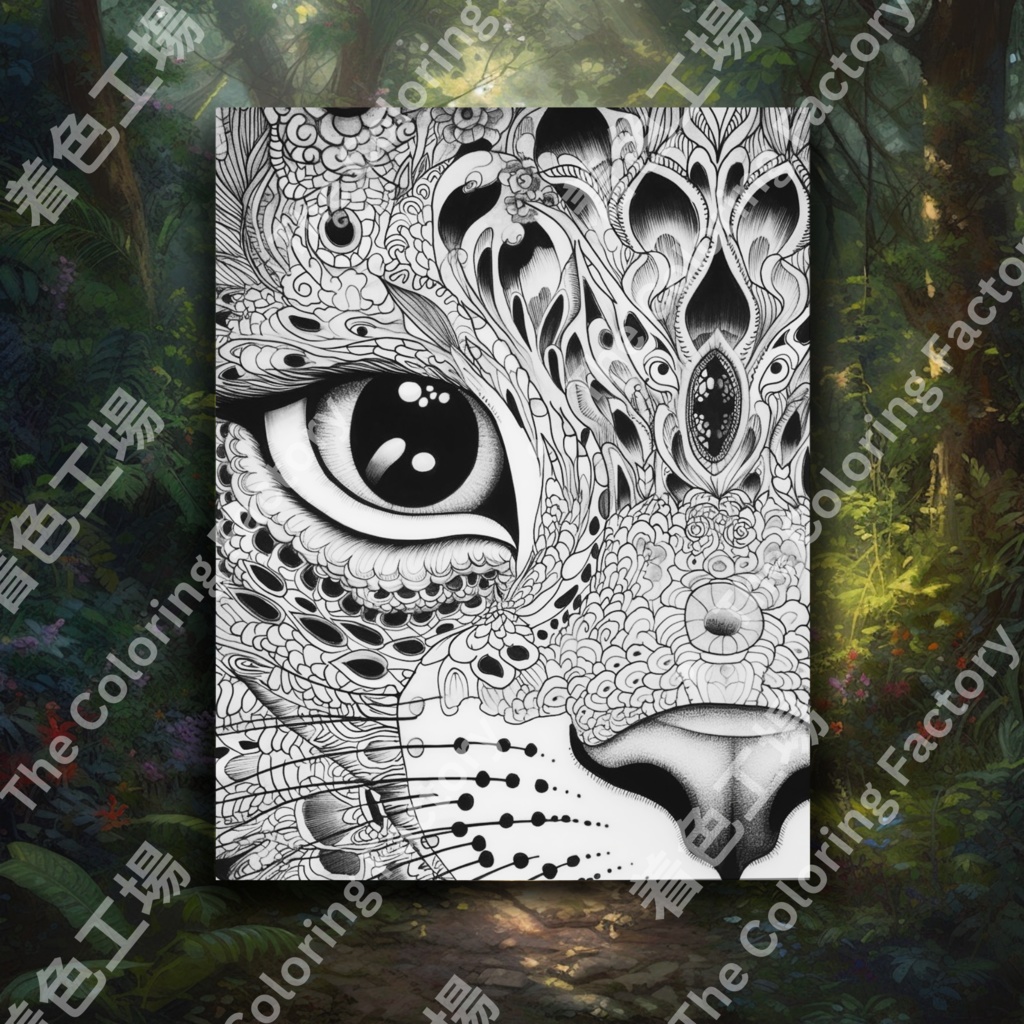 大人のためのチーターのぬりえページ、楽しいデジタル即時ダウンロード セット 2