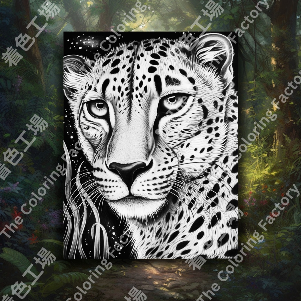 大人のためのチーターのぬりえページ、楽しいデジタル即時ダウンロード セット 2