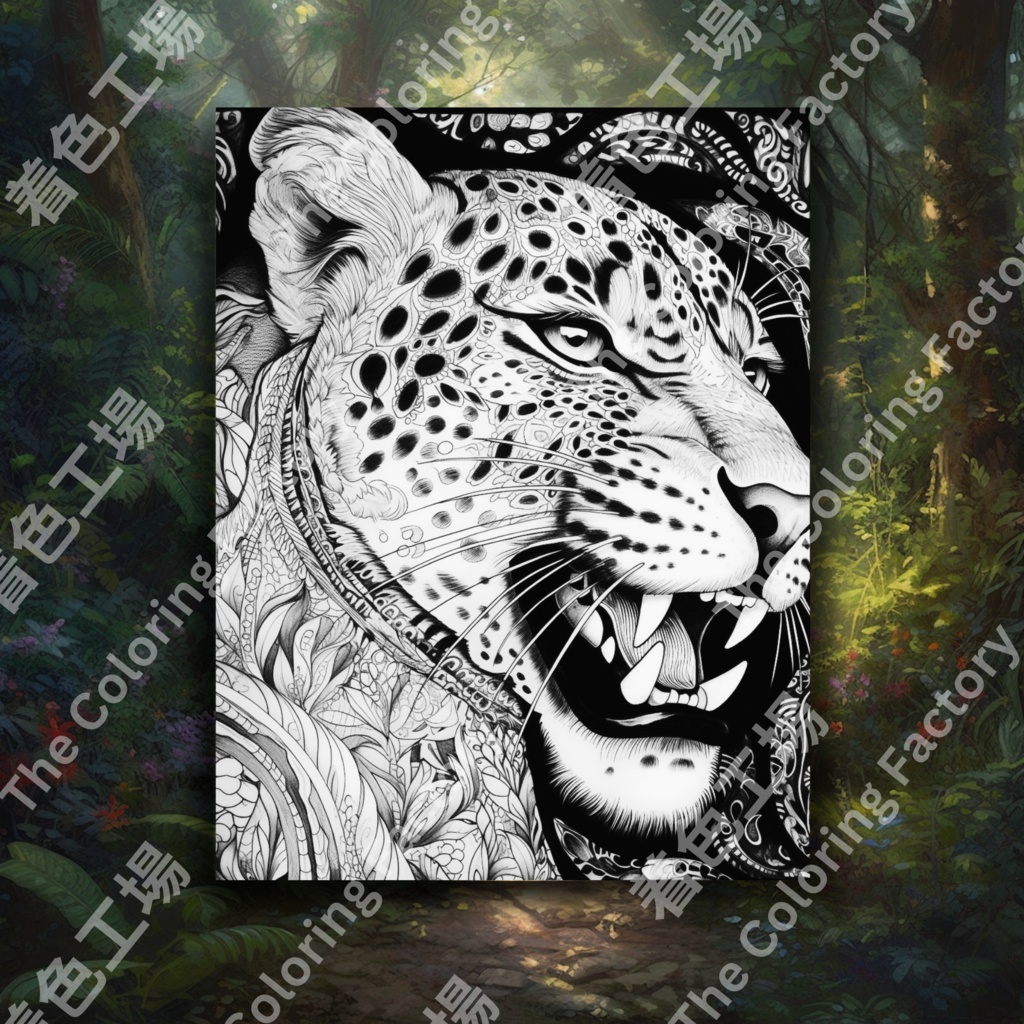 大人のためのチーターのぬりえページ、楽しいデジタル即時ダウンロード セット 3