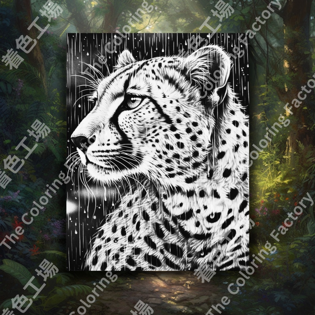 大人のためのチーターのぬりえページ、楽しいデジタル即時ダウンロード セット 3