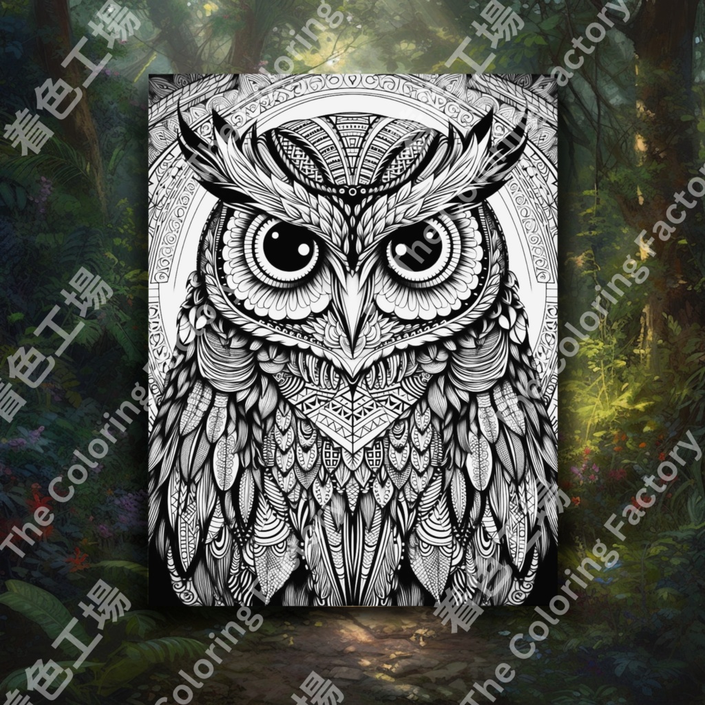 大人のためのフクロウの塗り絵 デジタル即時ダウンロード 楽しいセット 1