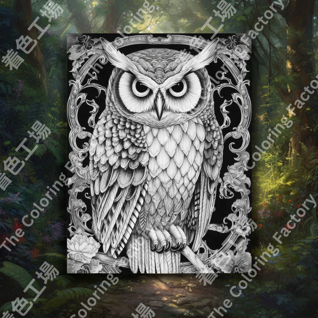 大人のためのフクロウの塗り絵 デジタル即時ダウンロード 楽しいセット 2