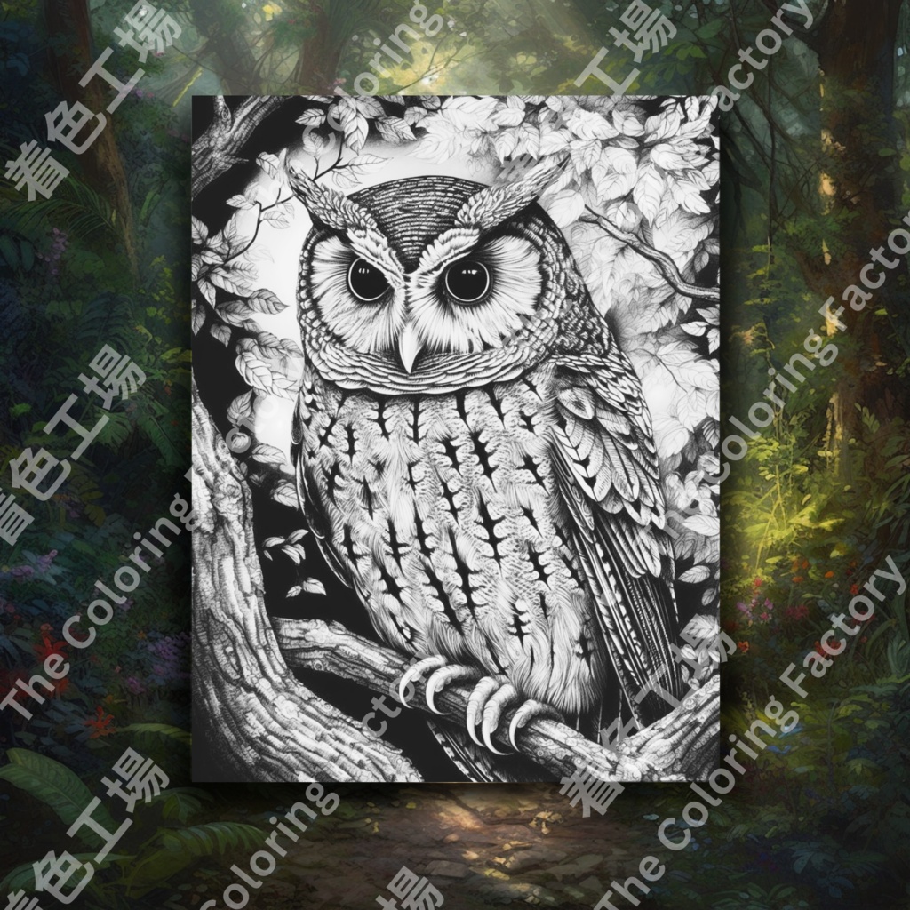 大人のためのフクロウの塗り絵 デジタル即時ダウンロード 楽しいセット 2