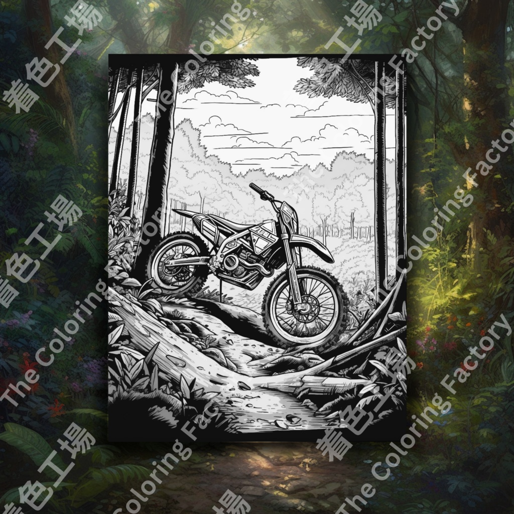 大人向けモトクロス塗り絵 デジタル即時ダウンロード 楽しいセット 1