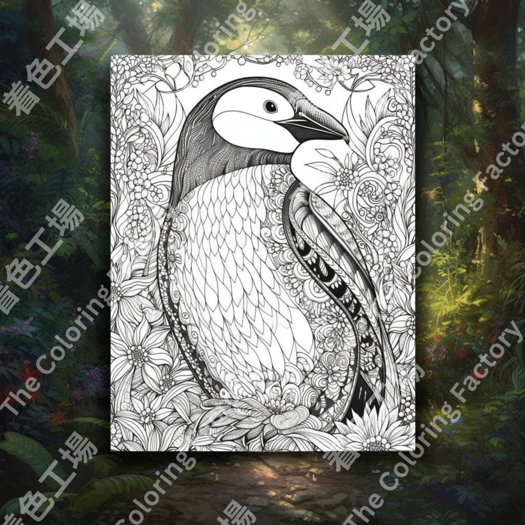 大人のためのペンギンの塗り絵 デジタル即時ダウンロード 楽しいセット 1