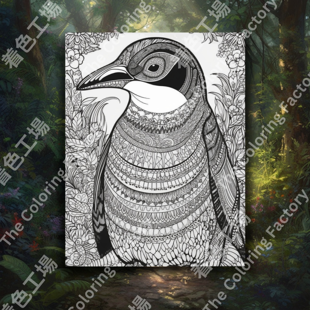 大人のためのペンギンの塗り絵 デジタル即時ダウンロード 楽しいセット 1