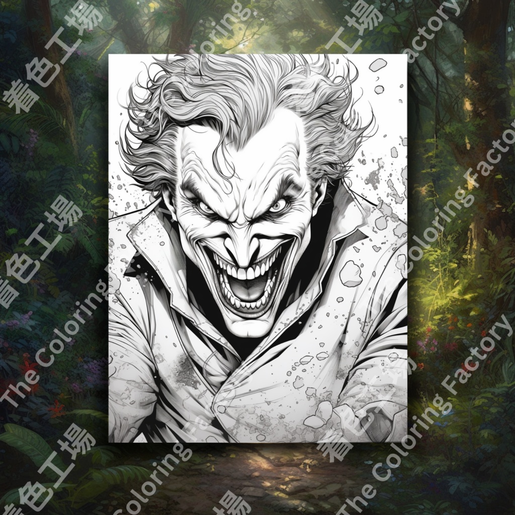 大人のための怖いピエロの塗り絵 楽しいデジタル即時ダウンロード セット 1