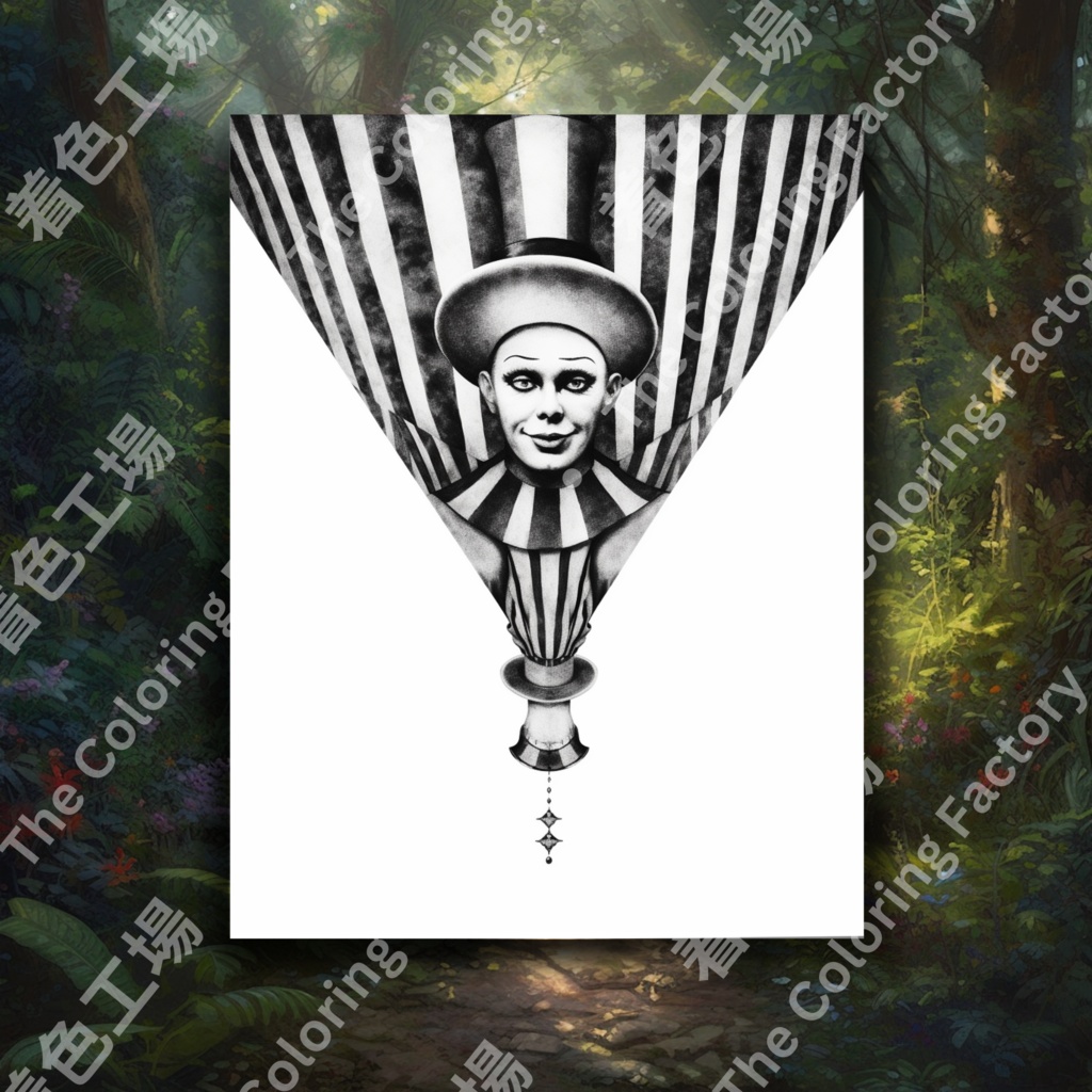 大人のための怖いピエロの塗り絵 楽しいデジタル即時ダウンロード セット 1