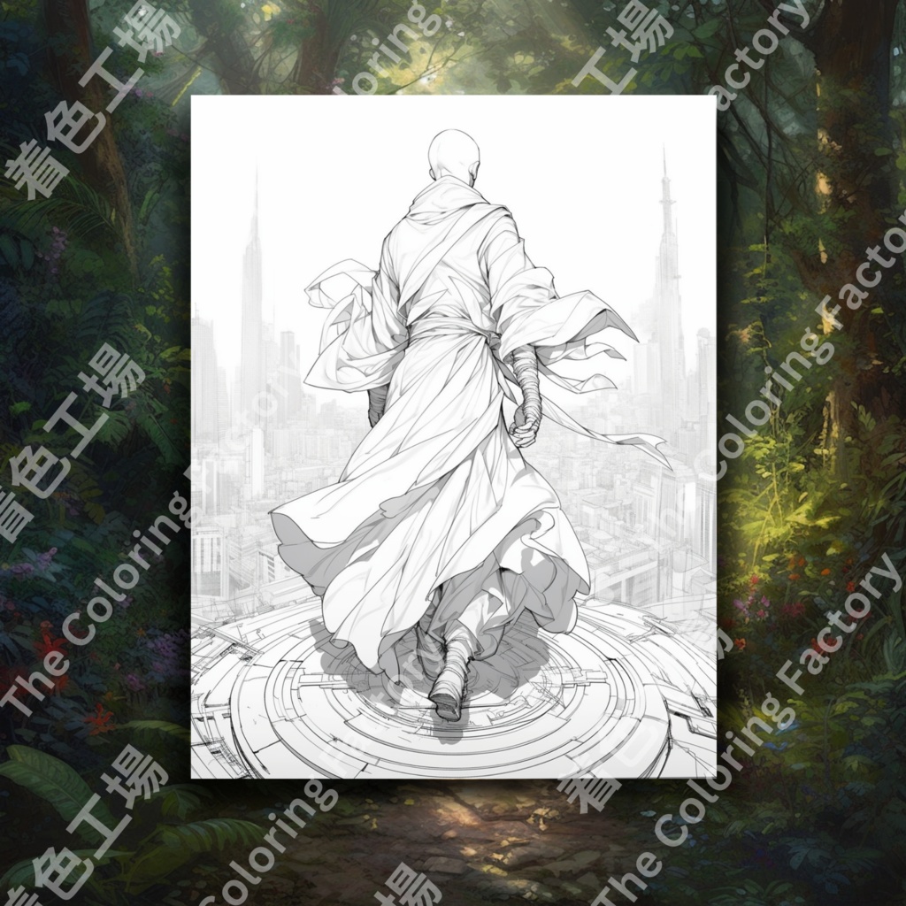 大人のためのアニメ僧侶の塗り絵 デジタル即時ダウンロード 楽しいセット 1