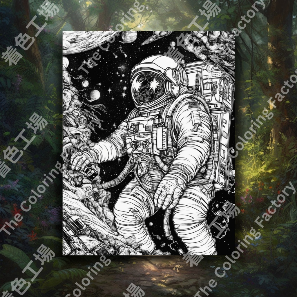 大人のための宇宙の塗り絵 デジタル即時ダウンロード 楽しいセット 3