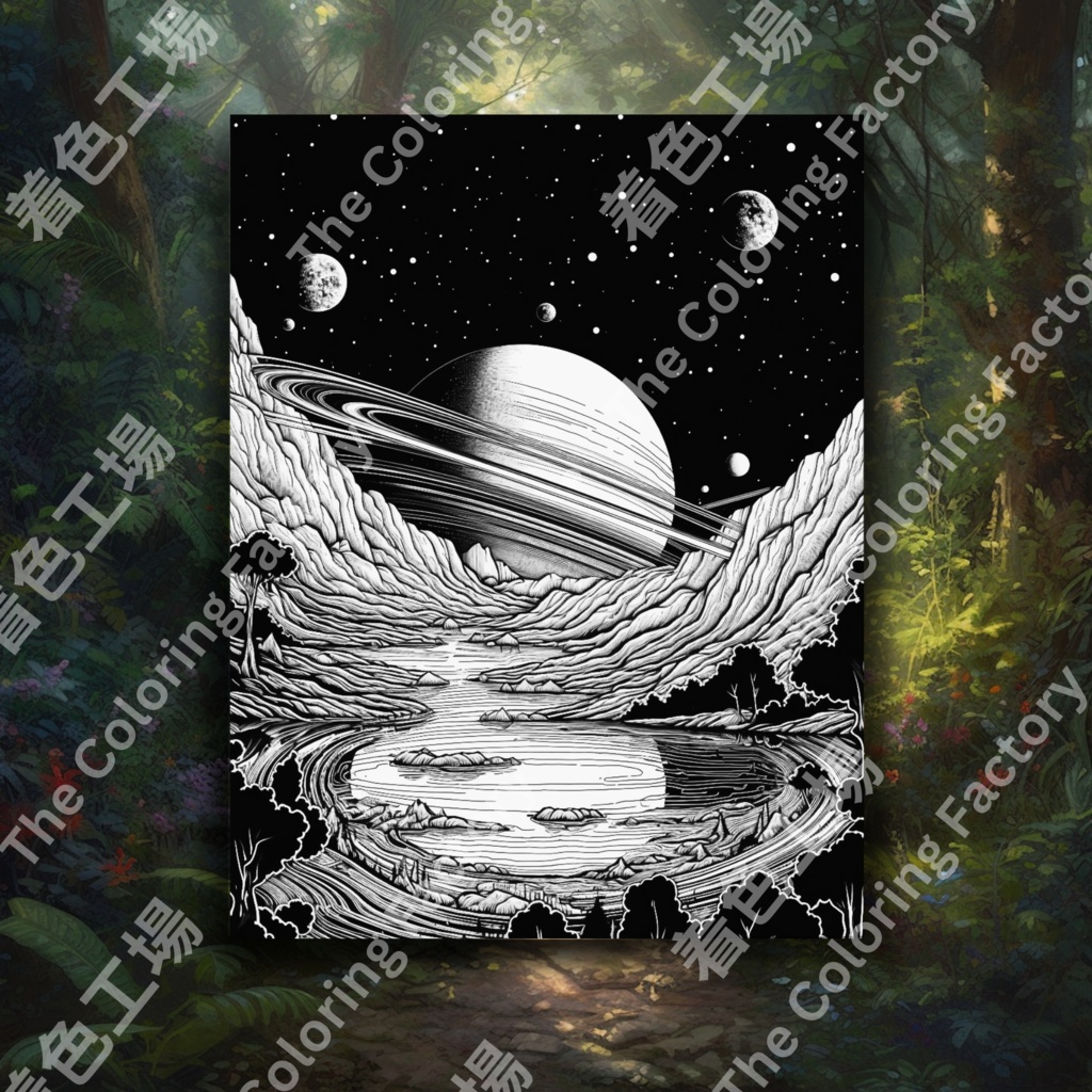 大人のための宇宙の塗り絵 デジタル即時ダウンロード 楽しいセット 3