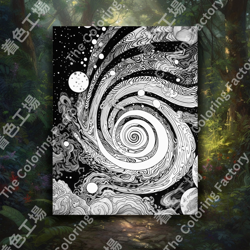 大人のための宇宙の塗り絵 デジタル即時ダウンロード 楽しいセット 2