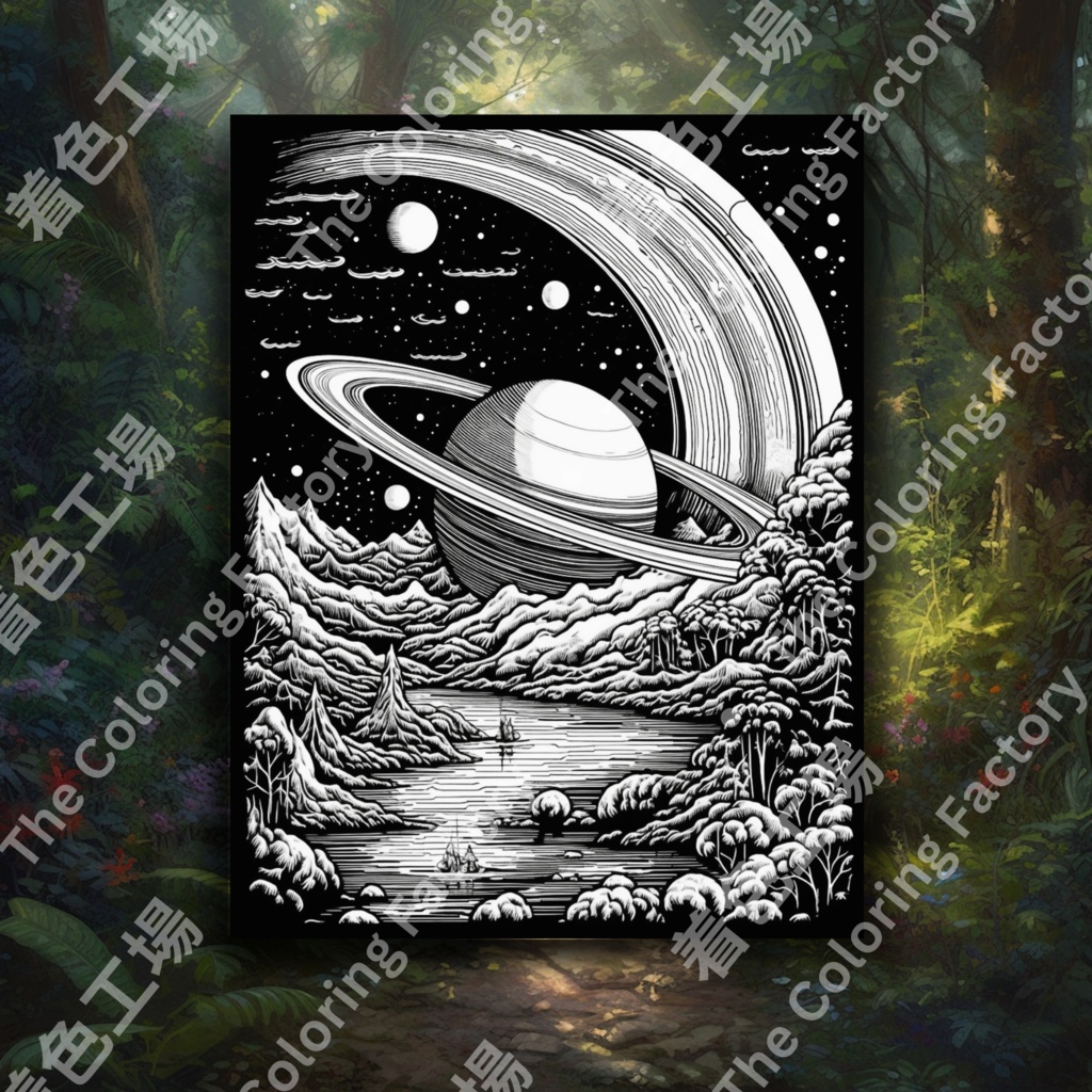 大人のための宇宙の塗り絵 デジタル即時ダウンロード 楽しいセット 1