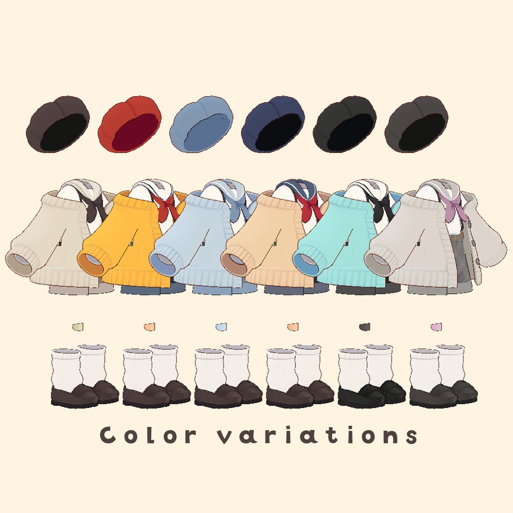 【まめふれんず対応衣装】まめスケッチ【全6色】