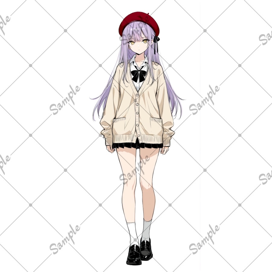 立ち絵素材　ニット帽の女子生徒