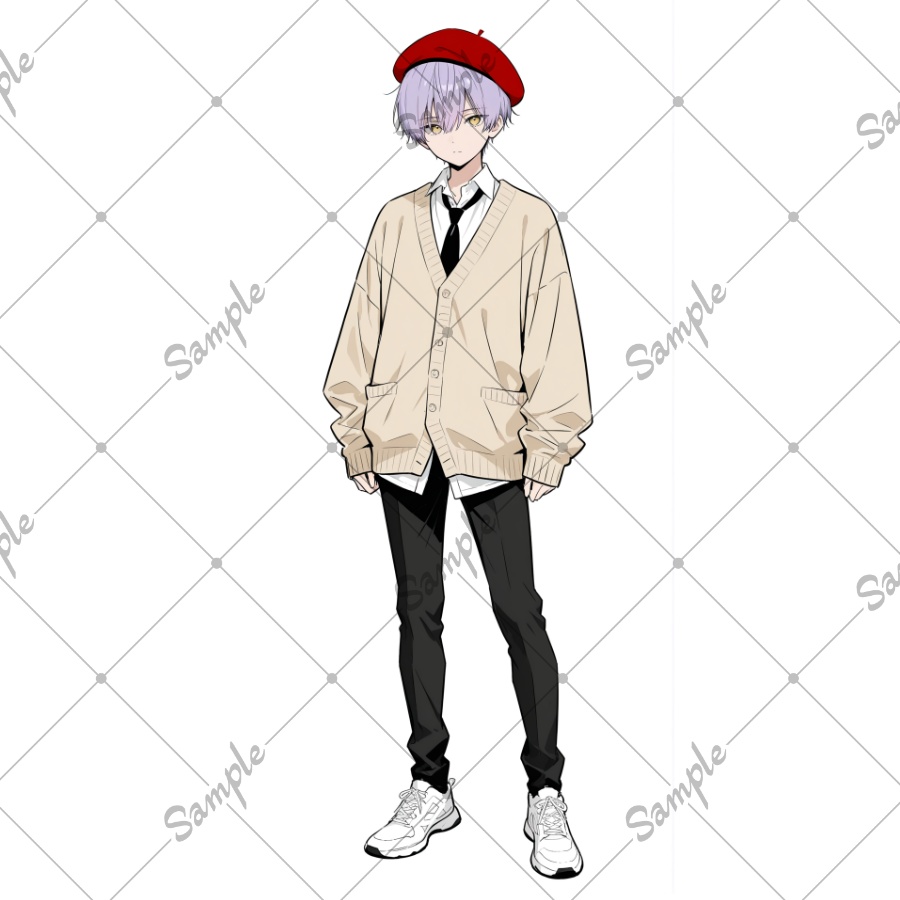 立ち絵素材　ニット帽の男子生徒