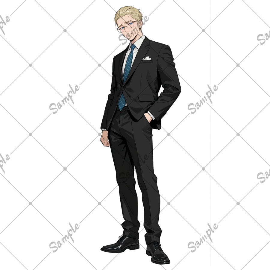 立ち絵素材　神経質なビジネスマン