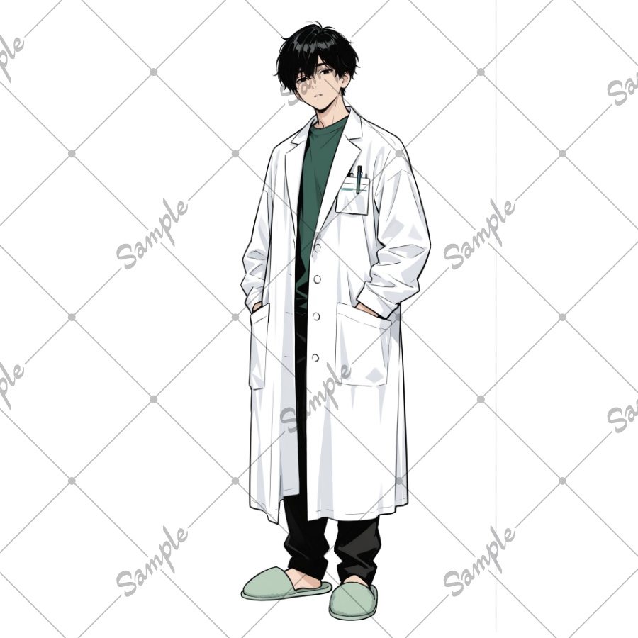 立ち絵素材　気怠げな学者