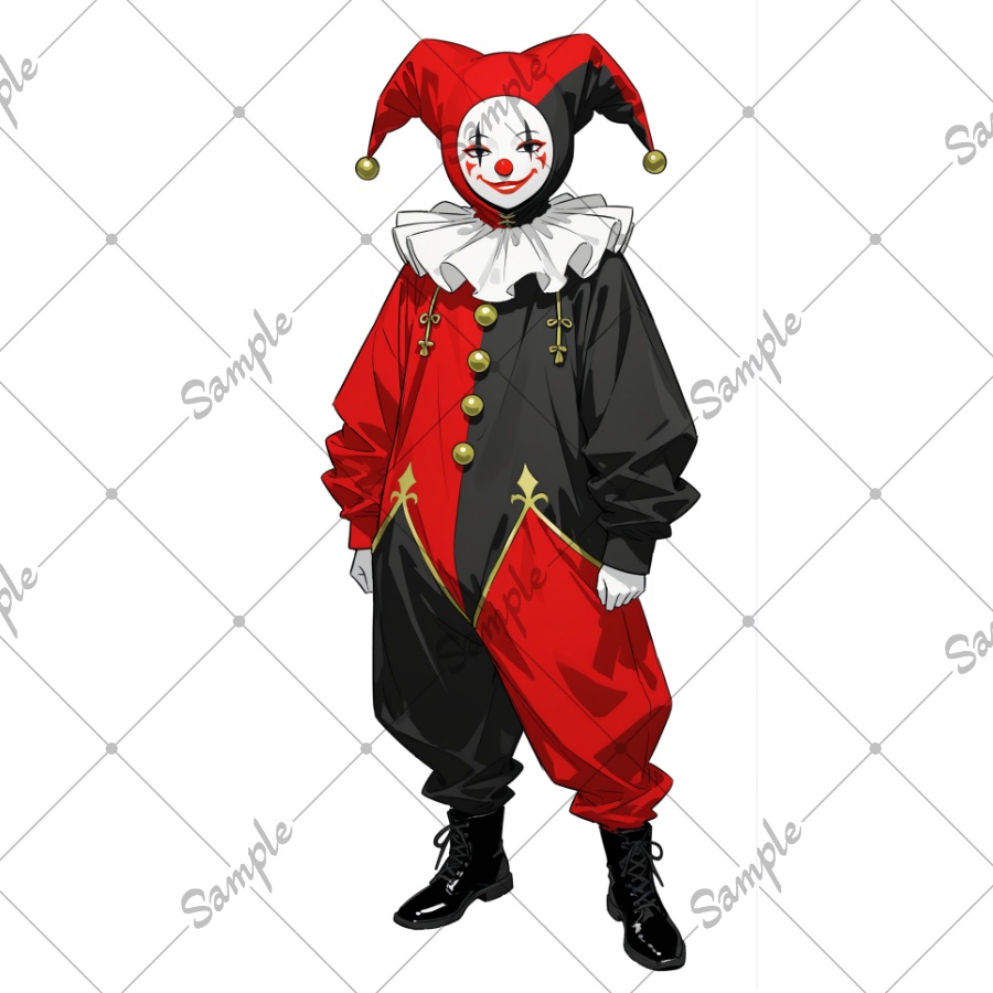 立ち絵素材　赤と黒の道化師