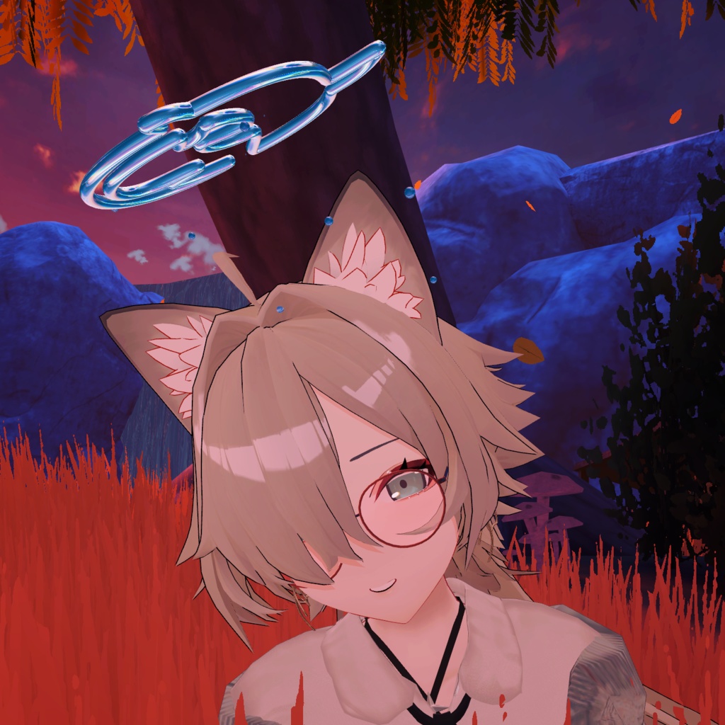 【くるくる回って水が降る】Shark neon halo【VRC】