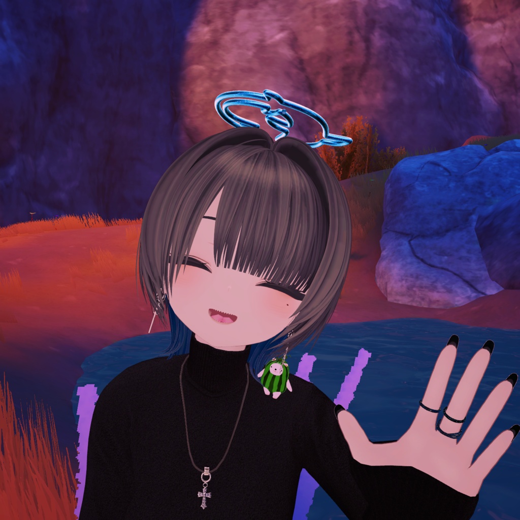 【くるくる回って水が降る】Shark neon halo【VRC】